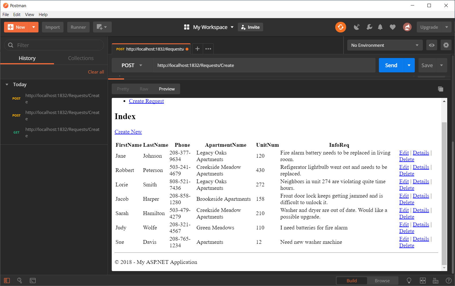 Image shows post result in Postman