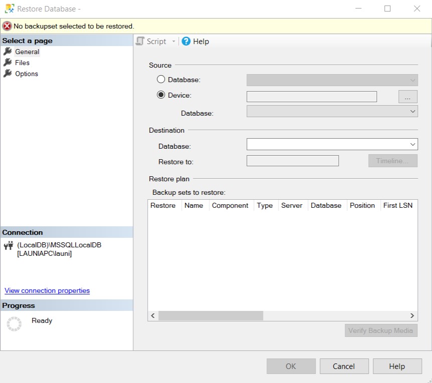 SQL SM restore database