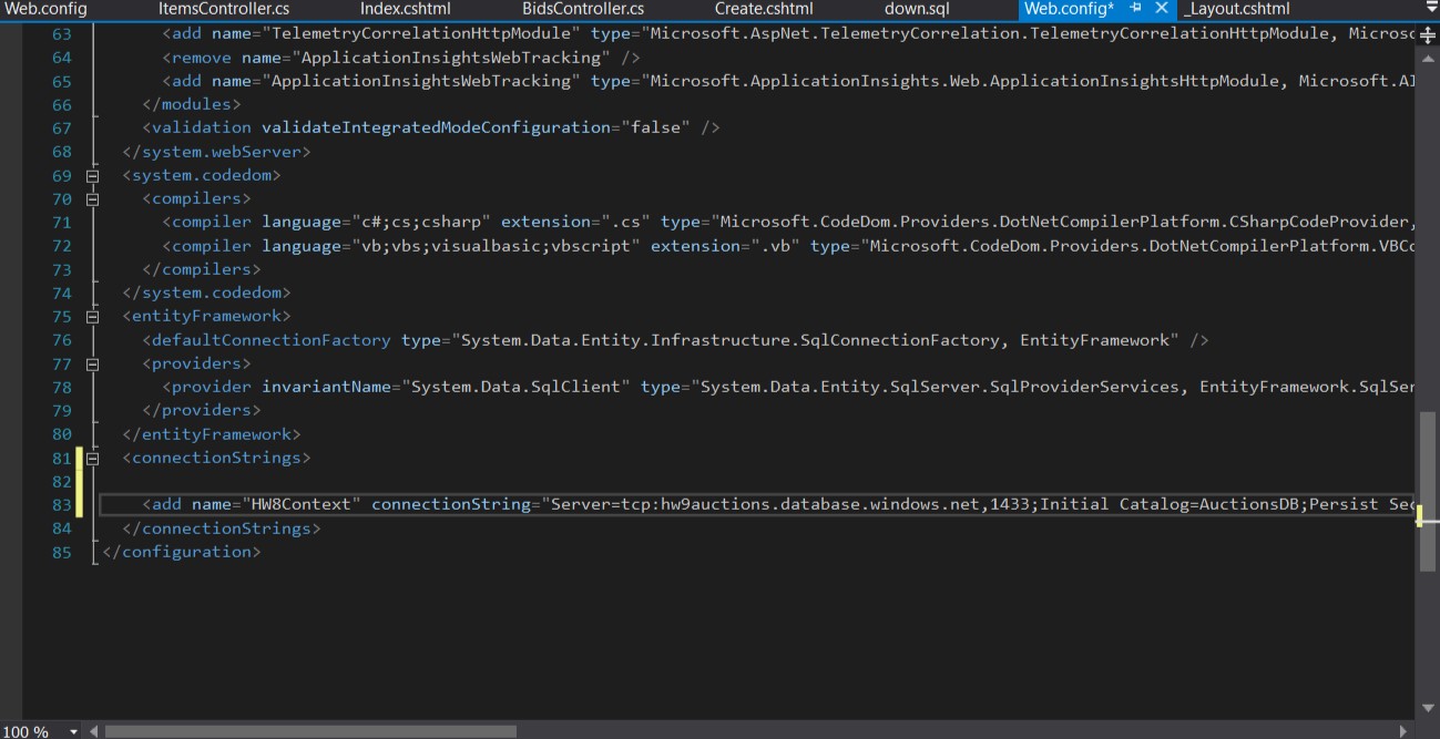 connection string MVC app